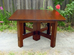 Gustav Stickley Inspired Square Dining Table with Leaves
